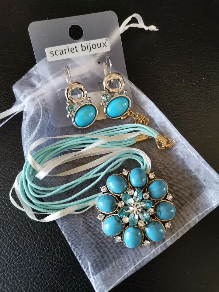 Trachten Schmuck Set Dirndl Oktoberfest Kette Ohrring Accessoires  Strass💙
