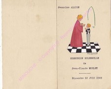 MENU Communion Solennelle MORLET JEAN CLAUDE  JUIN 1949