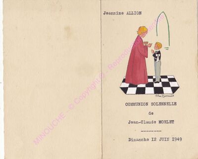 Menu Kommunion Ernste Morlet Jean Claude Juni 1949