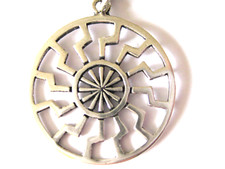 Sonnenrad 925'er Silber Ketten Anhänger schwarze Sonne 32mm Ø       / x017