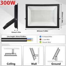 LED Flood Light 500W 300W 200W 100W 50W 30W 10W Watt Outdoor Lamp Spotlight 110V