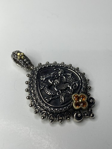 Colgante potenciador citrino Barbara Bixby Dragon oro 18kt plata esterlina 925 prueba - Imagen 3 de 10