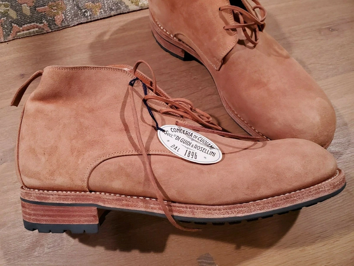 NEW GUIDI E ROSELLINI GOODYEAR REVERSE VEG. TANNED VACHETTA VIBRAM