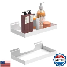 MQKIWAO 2 Pcs 16X8 Inch Slatwall Shelves, Heavy Duty Slatwall Baskets, Metal 