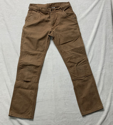 Key Carpenter Double Knee Mens 34x36 Workwear Canvas Logo Brown