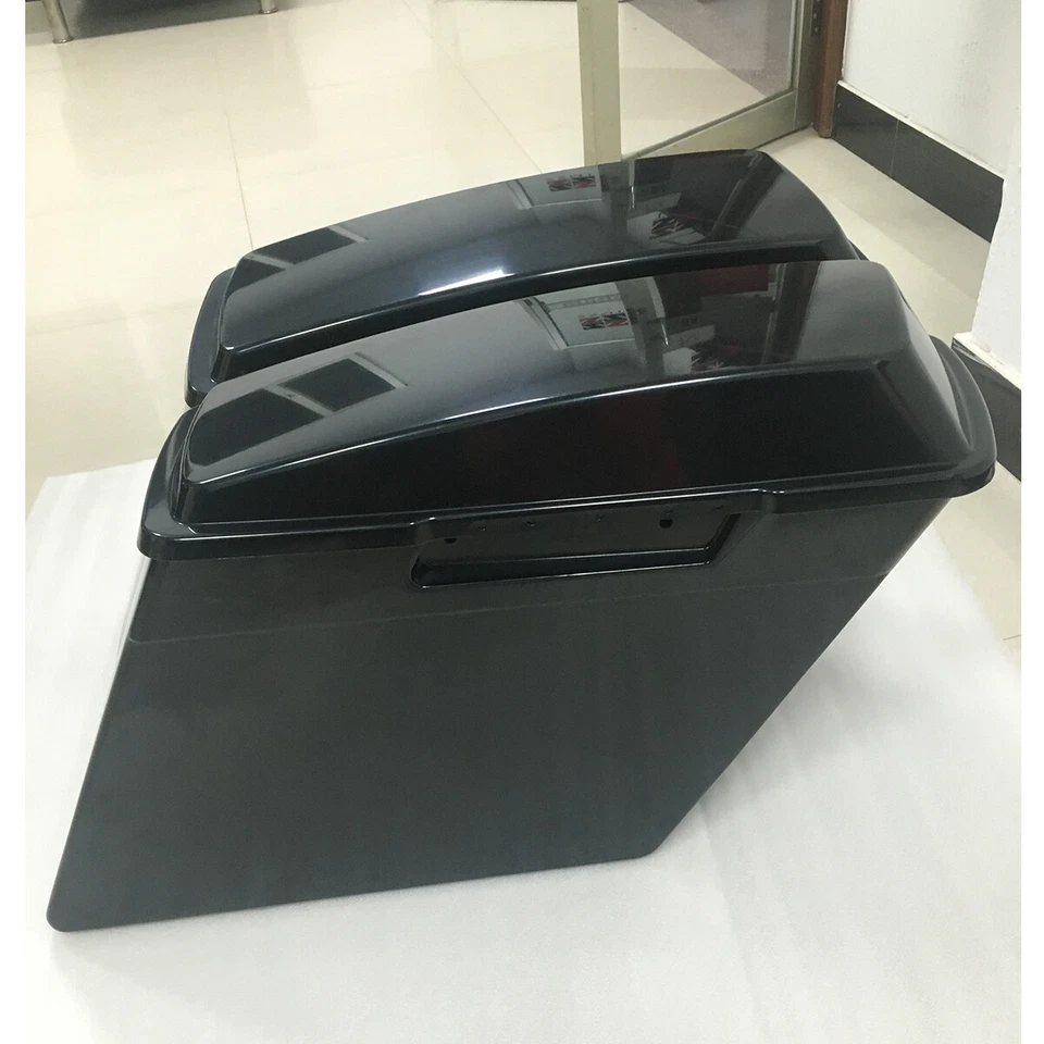 4" 2 into 1 Extended Stretched Hard Saddlebags w/Lids for Harley Touring 1993-13 Foto 4 de 4