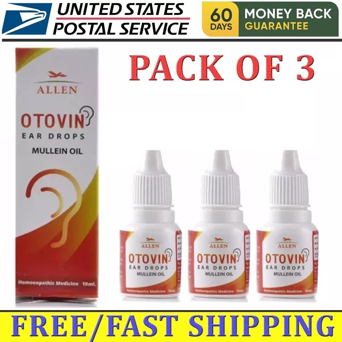 (Pack of 3) Otovin Ear Drops for Ear Health, Hearing Support, Healthy