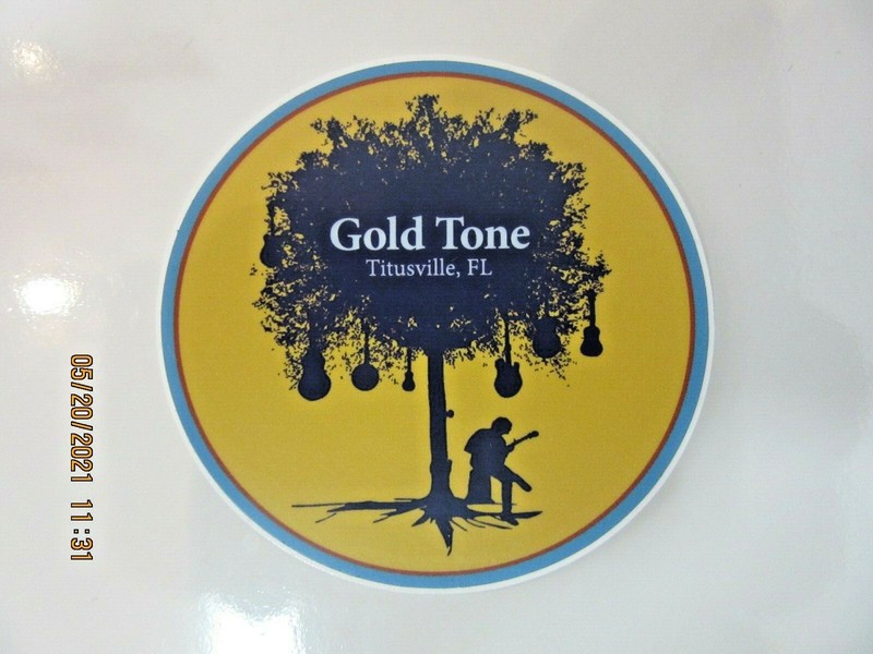 GOLD TONE BANJO DECAL STICKER CASE RACK BUMPER STICKER BANJO FOLK GUITAR RARE 