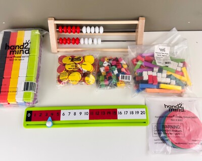 Hand 2 Mind Math Manipulatives Lot Cuisenaire Rods Abacus Cubes Fraction Circles