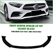 Gloss Black Front Bumper Spoiler Lip For Mercedes Benz CLS C257 AMG 2018-2021