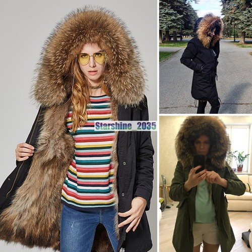 2022 Women Parka Big Raccoon Fur Collar 