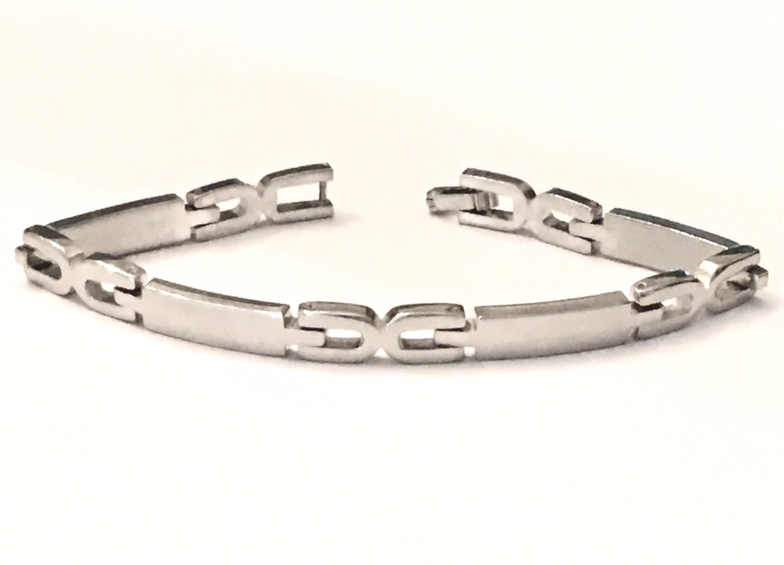 Solid  STERLING SILVER Thick Rectangular Link 7.5… - image 1