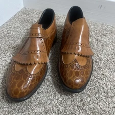 Vintage Pro Shu Mens Brown Gold Shoe Size 11.5 C With Metal Spikes