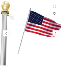 3 X 5 Ft Flag With 5 Ft Flagpole Embroidered Stars