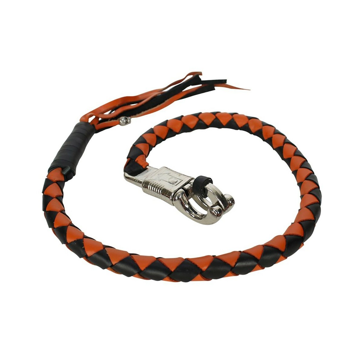 Dream Apparel 36" Black & Orange Leather Get Back Whip – Fits Most Motorcycle Handlebars