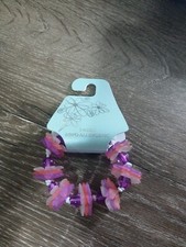 Tween Hypo Allergenic Fashion Flower Bracelet. Girls, pink and purple. Stretchy