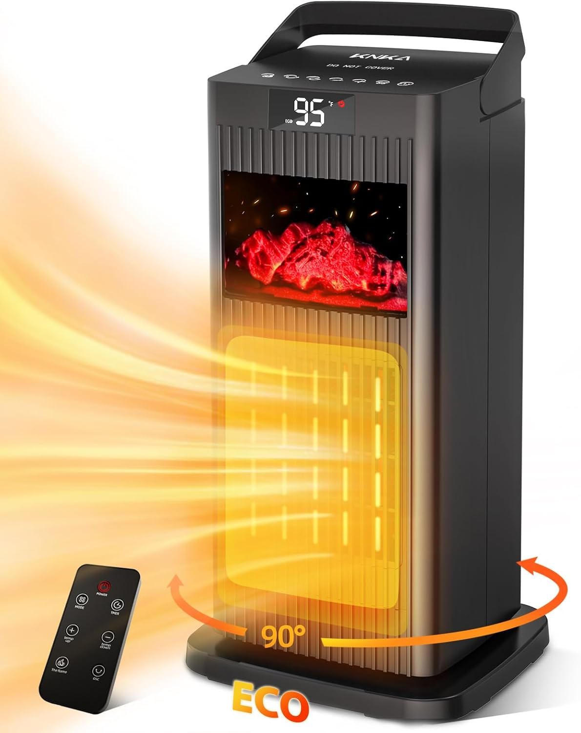 Space Heater with Thermostat, Electric Space Heaters for Indoor Use, 90° Oscilla-image