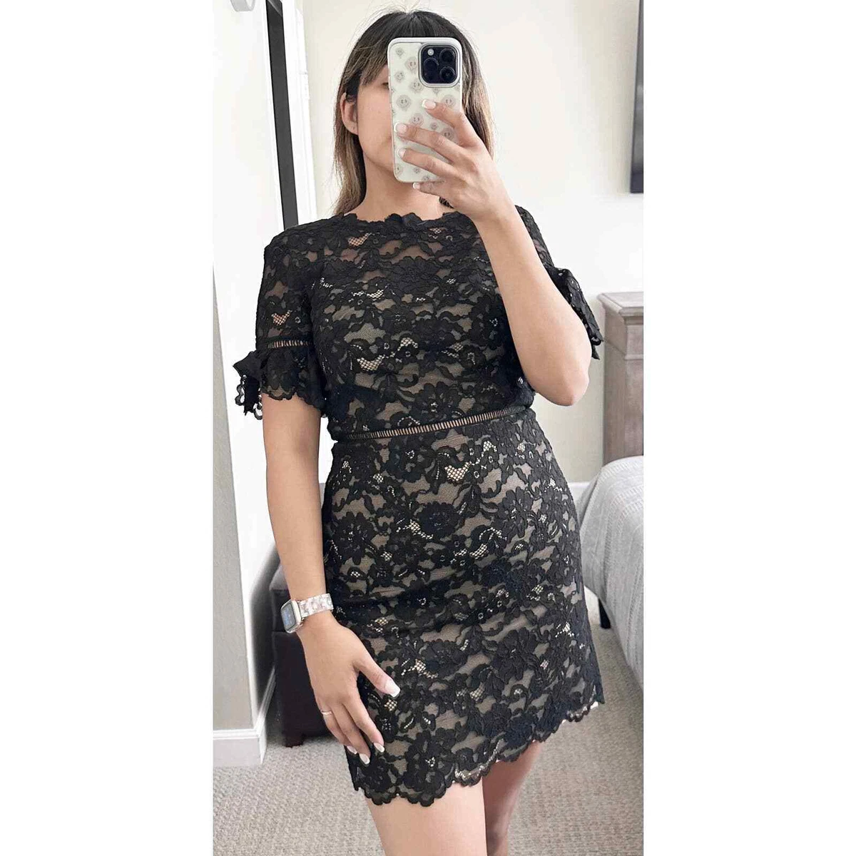 Rebecca taylor sale black lace dress