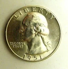 1951 D RE-PUNCHED MINT MARK BU WASHINGTON QUARTER, FREE SHIPPING IN USA
