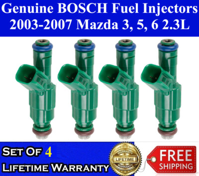 Genuine Bosch Set Of 4 Fuel Injectors For 2003-2007 Mazda 3 5 6 2.3L 0280156193