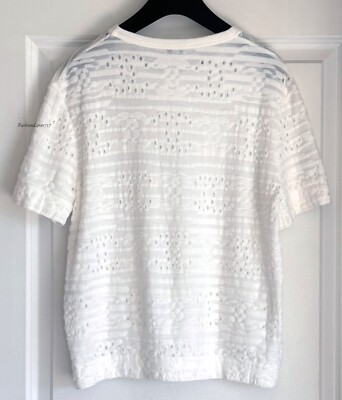NEW 20C WHITE CHANEL CC LOGO EMBROIDERY TEE T-SHIRT TOP XS | eBay