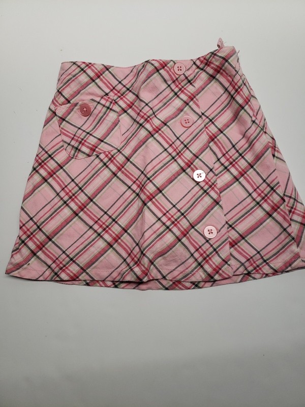 Gymboree Classroom Kitty plaid wrap skort button up pocket pink girl size 5