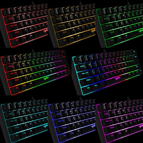 Gamer Keyboard Wired RGB Backlit 61Keys Ergonomic Mechanical Feel For Windows PC - Picture 11 of 15