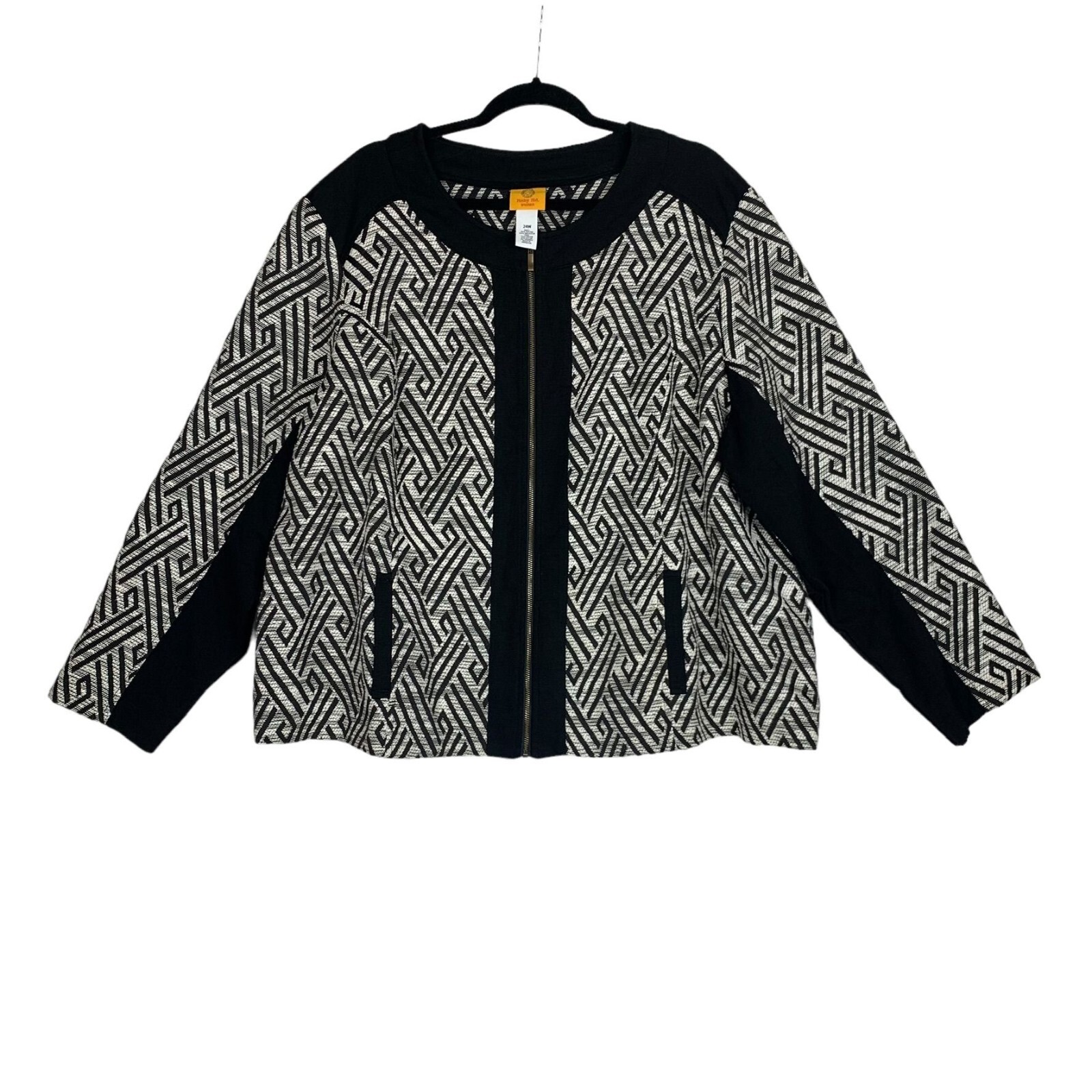 Ruby Rd. Woman Woven Geometric Pattern Jacket Bla… - image 1