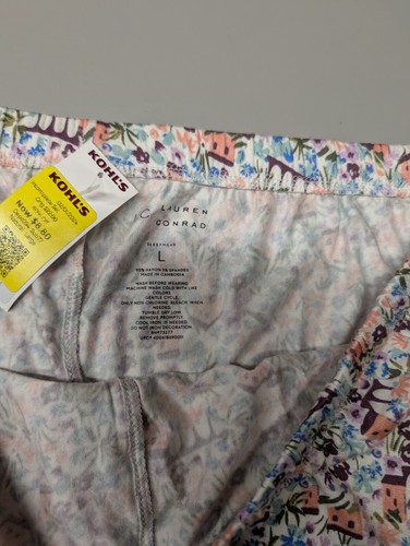 Womens Floral Pajama Shorts Set Colsie +Lauren Conrad Size Large - Picture 3 of 5
