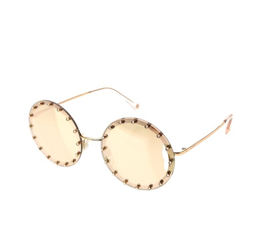 Valentino Sunglasses VLS 174A Gold Round Frame Mirror Lens  display picture 2