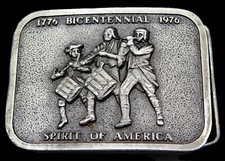 Bicentennial Spirit Of America Drummers Patriotic Bergamot Vintage Belt Buckle