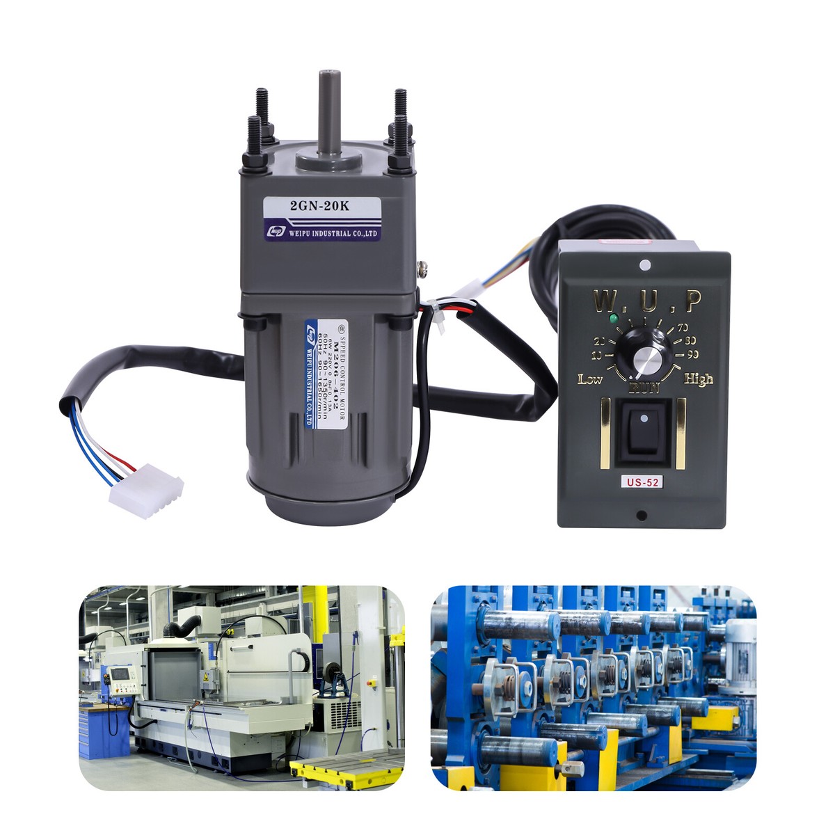 Produktbild von Getriebemotor 40W – 220V, Stufenlos Regelbar 0–1400 Rpm, Mit Untersetzungsgetriebe 20K, Für Industrie & Textilmaschinen