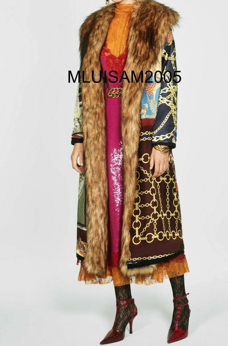 ZARA LIMITED EDITION REVERSIBLE PRINTED COAT WITH FUZZY COLLAR REF.8333/020  | eBay