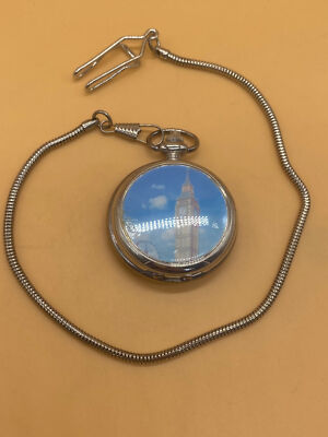 Reflex Quarz Silber Big Ben Herren Taschenuhr an Kette