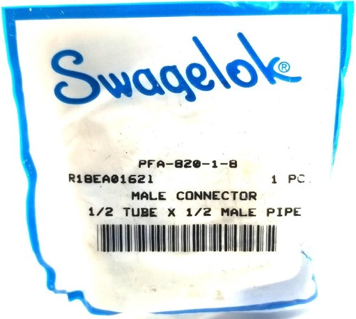 Swagelok PFA-820-1-8 Male Connector R18EA01621 1/2"x1/2" Tube-Male Pipe - Picture 2 of 2