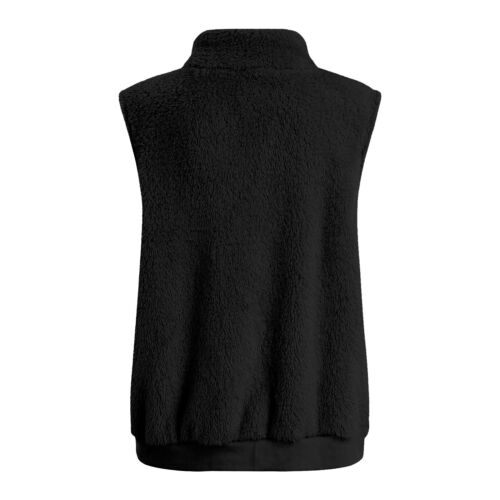 Womens Fuzzy Fleece Vest Casual Warm Sleeveless Zip Up Sherpa Jacket with Pocket - Picture 22 of 37