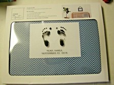 Baby Footprint Kit By Keepsake Custom Nursery, 11" x 14", Blue Chevron Design