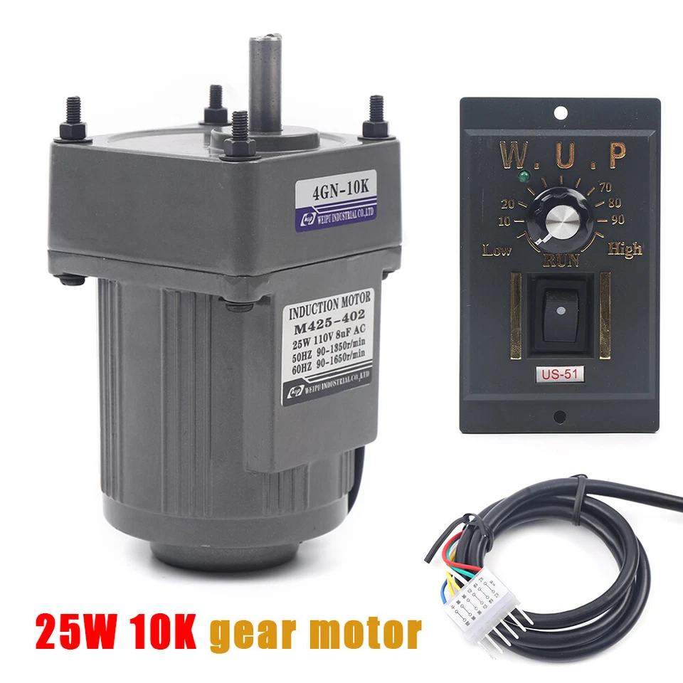 25W AC110V gear motor electric motor variable speed controller 1:10 0-135RPM/MIN - Image 2 of 4