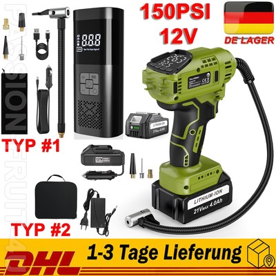 150PSI LCD Elektrische Akku Luftpumpe Auto Fahrrad Reifen Druckluft Kompressor