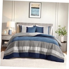 Twin Comforter Set, 2 Piece Luxe Microsuede, Pieced Design Twin/Twin XL Blue