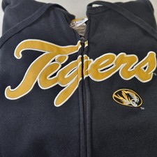 Missouri Tigers Hoodie Extra Large XL Black Embroidered Full Zip Mizzou