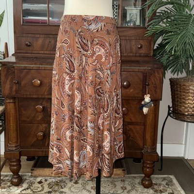 Grace The Perfect Fit Paisley Midi Skirt Womens [M] A-Line Boho Festival
