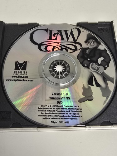 Captain CLAW Version 1.0 Windows 95 DVD Monolith ohne Box ohne Handbuch 1997 selten - Bild 2 von 3