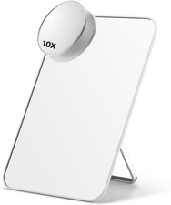 8 x 5 in Desk Makeup Mirror with 10X Magnifying Mirror, White