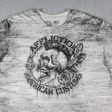 Affliction American Custom Native Petrol Shirt Mens 2XL Silver Bleach Brush Wash