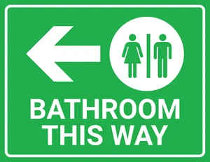 Bathroom This Way Warning Notice Sign Self Adhesive Sticker