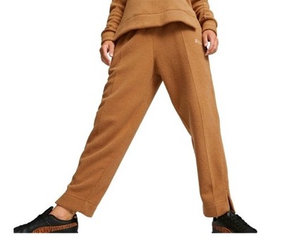 PUMA women's Winterized Pants brown Size 8 High Waistband Soft Fleece Fabric