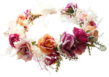 Rose Flower Crown Boho Flower Headband Floral Halo Party Pink