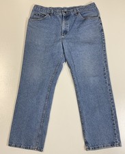 Vintage Lee Jeans Straight 38 (37x29) Blue Denim USA Made Cotton Light Wash 90s