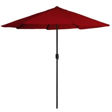 9 Foot Aluminum Pole Patio Umbrella with Crank Red Canopy